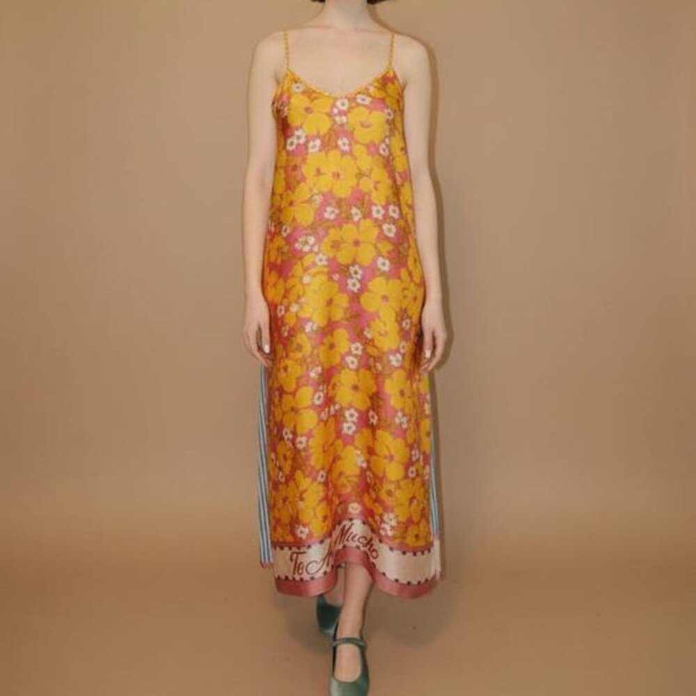 Me369 Olivia Camisole Maxi Dress Yellow Floral Slip Dress NWT - Size Small - Picture 2 of 2